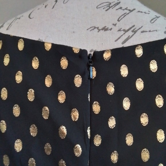 NWT IEENA for Mac Duggal Black & Gold Dot Tiered Ruffle Dress - 12 - Picture 13 of 16